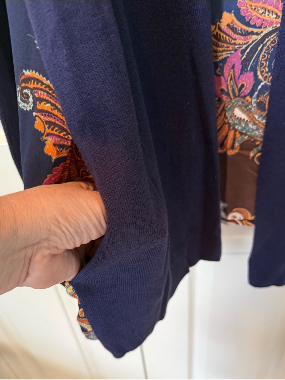 # Chico's XXL Navy Tank Sweater & Open Cardigan with Paisley Woven Accents - Picture 13 of 16